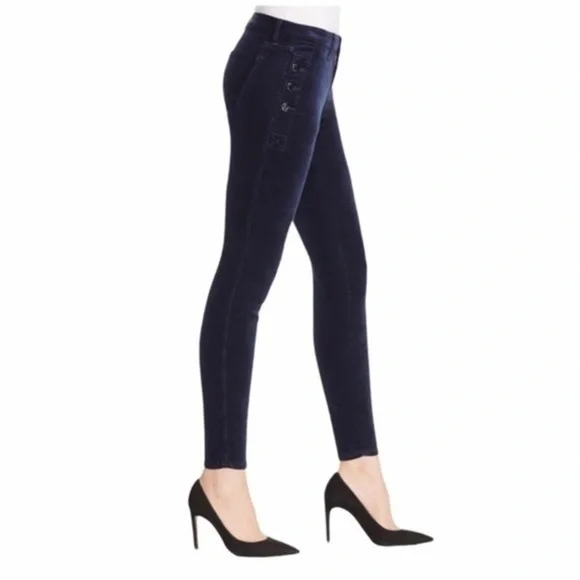 J Brand ZION Blue Velour Velvet Stretch Jeans Size 28 - Picture 2 of 9